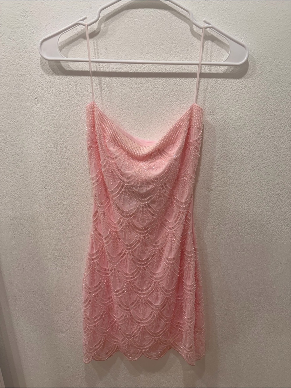 Pink Beaded Slip Dress